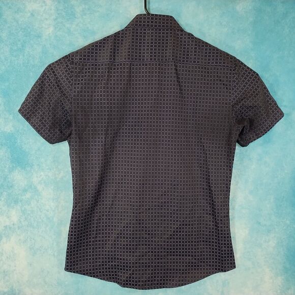 BESPOKE SPORT Men's Shirt, Short Sleeve, Black/Gray, Geometric, Size Medium - Picture 2 of 4